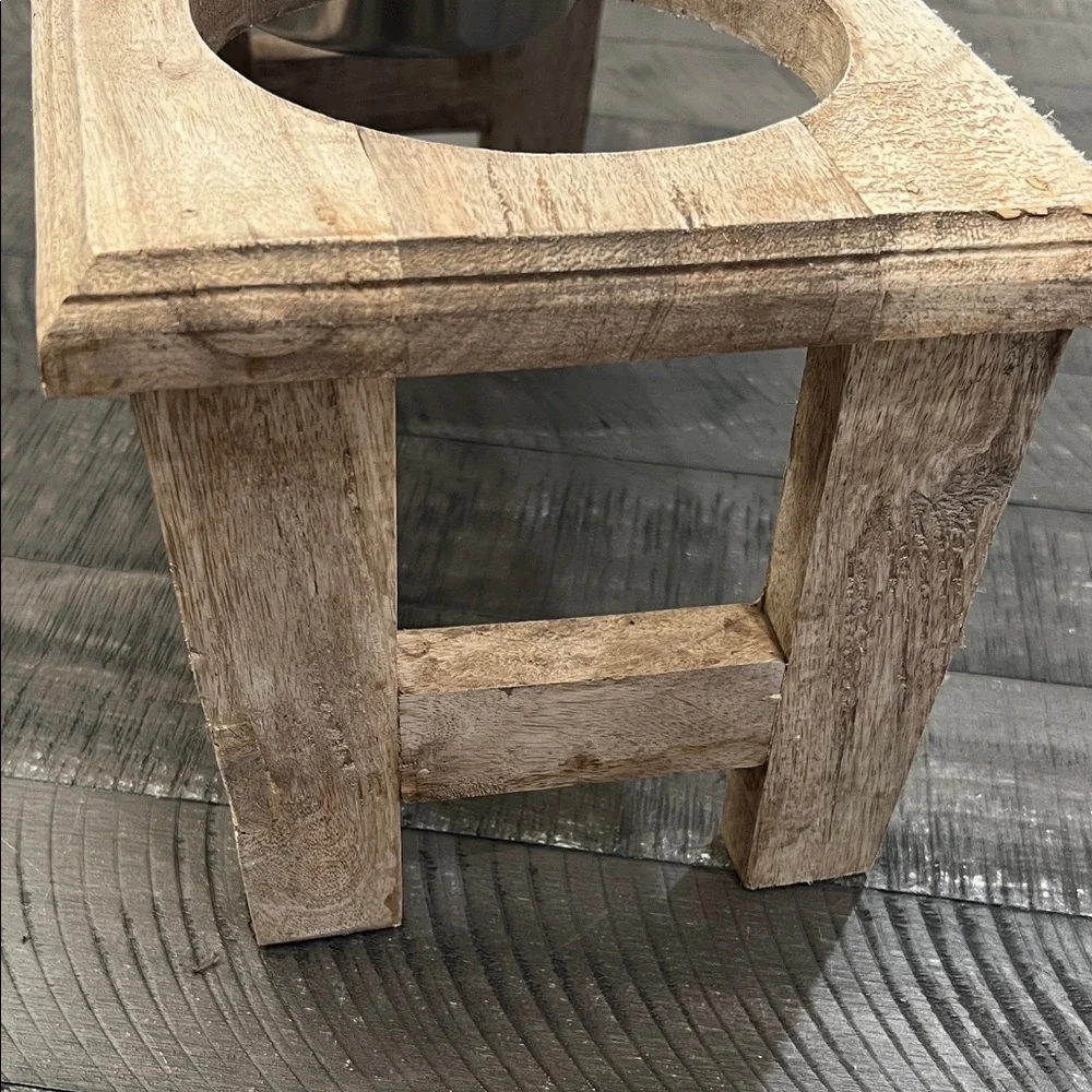 Stainless Steel Pet Feeding Bowls with Wooden Stand